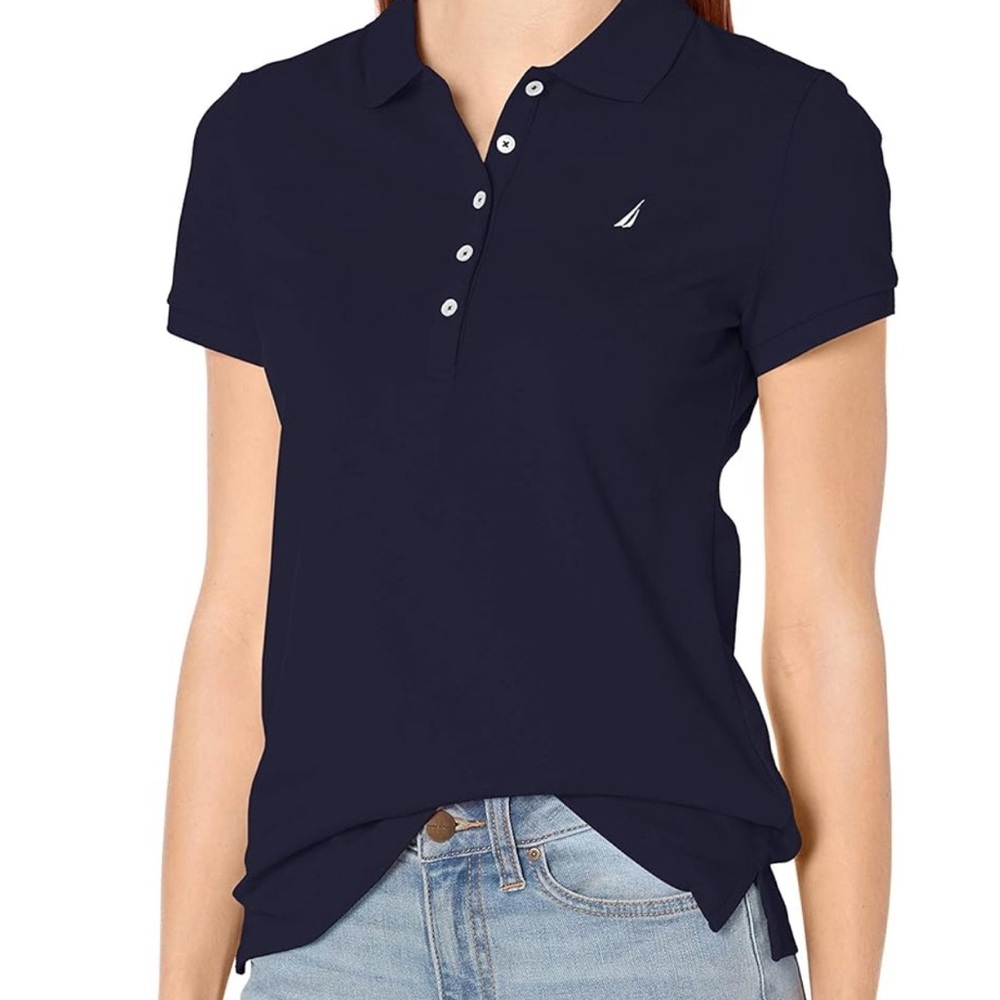 NAUTICA JEANS Women's Short-Sleeve Polo Shirt Night Sky